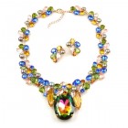 Elipse Necklace Set with Earrings ~ Vitrail Multicolor