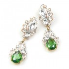 Timeless Pierced Earrings ~ Crystal with Silver Green