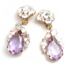 Fountain Earrings for Pierced Ears ~ Clear with Violet