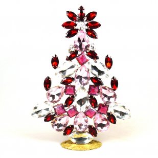 Festive Xmas Standing Tree 17cm ~ Pink Clear Red*