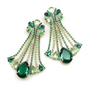 Misty Haze Earrings Pierced ~ Green Emerald