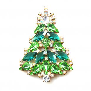 Xmas Tree Brooch #02 ~ Emerald Green Clear*
