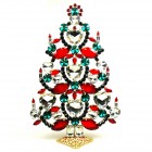 2021 Xmas Tree Decoration 23cm Hearts ~ Emerald Red Clear