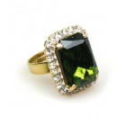 Zenith Ring ~ Clear Crystal with Olive