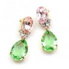 Effervescence Earrings for Pierced Ears ~ Green Pink