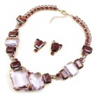 Dice Cube Necklace Set with Earrings ~ Violet