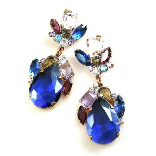 Fountain Earrings for Pierced Ears ~ Colors with Sapphire Blue