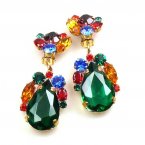 Fountain Clips-on Earrings ~ Fruit Cocktail with Emerald