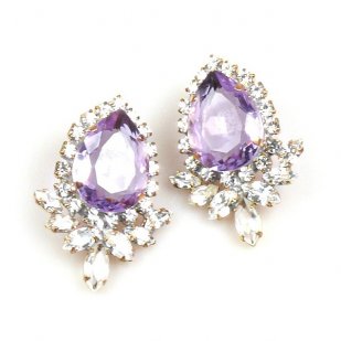 Paris Charm Pierced Earrings ~ Crystal with Violet