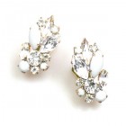 Empress Earrings Clips ~ Opaque White and Clear