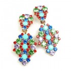 Enigma Earrings with Clips ~ Mint Multicolor