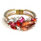 Fountain Clamper Bracelet ~ Clear Crystal with Rose