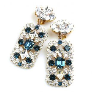 Zara Clips-on Earrings ~ Clear Crystal with Montana
