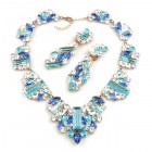 Ffion Necklace Set ~ Blue and Clear Crystal