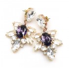 Xantypa Earrings Pierced ~ Clear Crystal with Purple