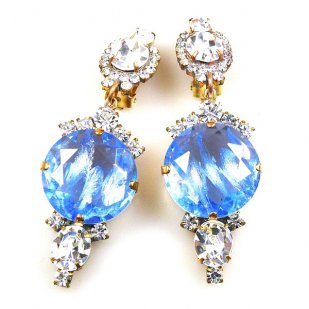 Taj Mahal Earrings Clips ~ Clear with Silver Sapphire
