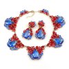 Iris Necklace Set ~ Silver Blue Red