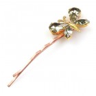 Hairpin Small with Butterfly ~ Smoke Crystal