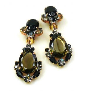 Toccata Earrings Clips ~ Smoke Crystal