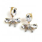 Clear Crystal Earrings Pierced ~ Little Bows