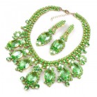 Absolue Necklace Set with Earrings ~ Opaque Green Peridot