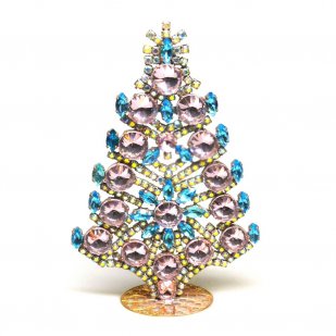 Rivoli Xmas Standing Tree 12.5cm ~ Pink Aqua AB*