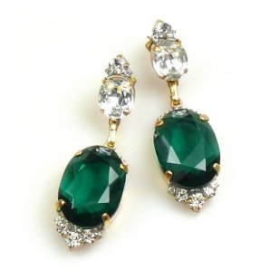 Ellipses Earrings for Pierced Ears ~ Emerald