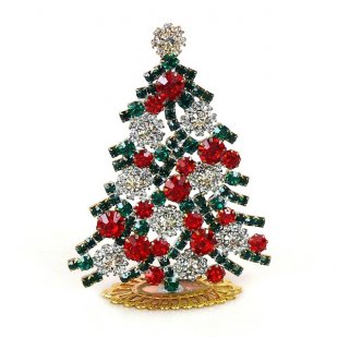 Xmas Tree Standing Decoration #08 Clear Emerald Red