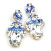Extra Elipse Earrings Long Pierced ~ Clear Crystal Blue