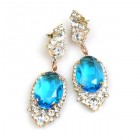 Ovals Earrings for Pierced Ears ~ Crystal Aqua