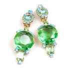 Taj Mahal Earrings Clips ~ Green with Aqua