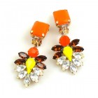 Perceive Earrings with Clips ~ Opaque Orange Clear Yellow*