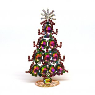 Standing Xmas Tree with Ovals 13cm ~ Vitrail*
