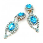 Moonglow Earrings with Clips ~ Aqua