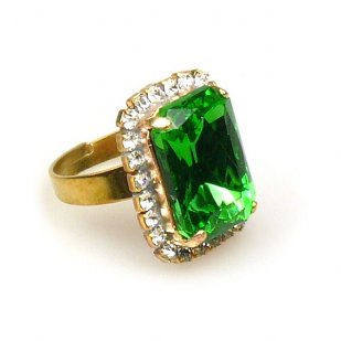 Zenith Ring ~ Clear Crystal with Green