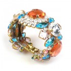 Honey Darling Clamper Bracelet ~ Rose Aqua Crystal
