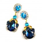 Dramatic Earrings Pierced ~ Montana Blue with Aqua*