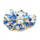 Empress Barrette Hairclasp ~ Clear Crystal Sapphire Blue