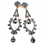 Extra Long Dangling Earrings Clips-on ~ Montana Blue