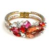 Fountain Clamper Bracelet ~ Clear Crystal with Rose