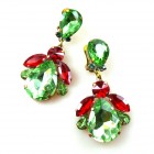 Beaute Earrings Clips ~ Peridot with Red*