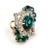 Pompe Ring ~ Crystal with Emerald Oval