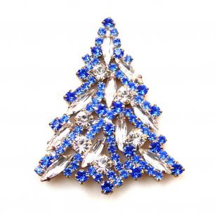 Navette Xmas Tree Brooch ~ Clear Blue*