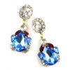 Dramatic Earrings Pierced ~ Sapphire Blue with Clear*