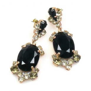 Mythique Earrings for Pierced Ears ~ Black Diamond and Black