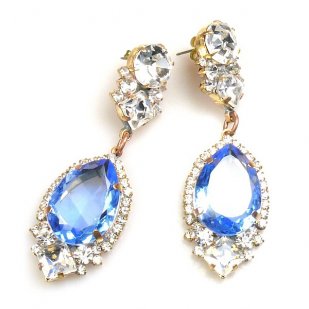 Tears Pierced Earrings ~ Crystal Sapphire Blue