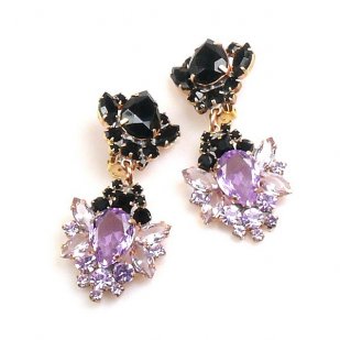 Aztec Sun Earrings Clips ~ Violet Black