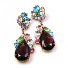 Fountain Earrings for Pierced Ears ~ Pastel Tones with Purple