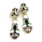 Miracle Clips-on Earrings ~ Black Diamond Opaque Green
