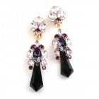 Theia Earrings Pierced ~ Black Clear Purple*